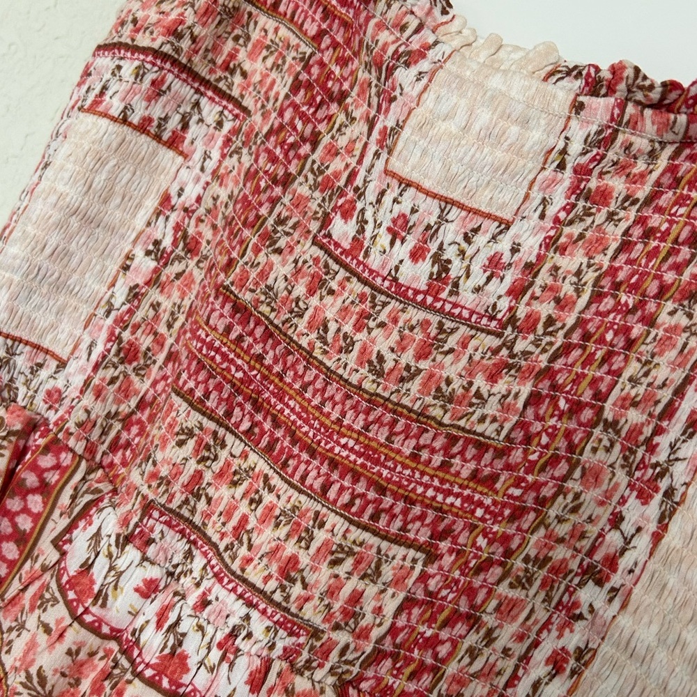 Nwot American Eagle Patchwork Floral Smocked Tier… - image 3